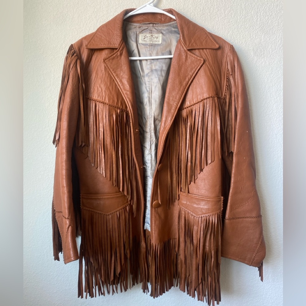 Vintage Fringe Leather Jacket - Brown